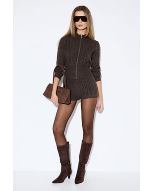 Fitted Cable Detail Knitted Short Co-Ord