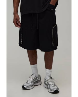 Elasticated Waist Parachute Extended Drawcord Cargo Denim Jorts