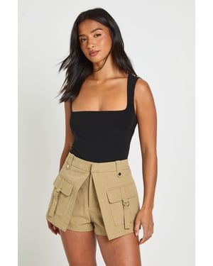 Petite Double Layer Slinky Square Neck Sleeveless Bodysuit