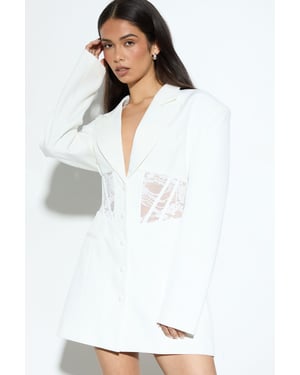 Lace Inserted Corset Blazer Dress