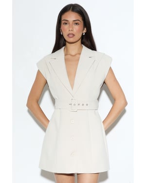 Pleat Shoulder Sculpted Tailored Blazer Dress