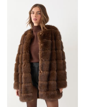 Panelled Faux Fur Coat