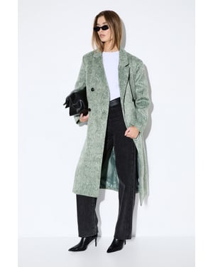 Wool Look Structured Shoulder Coat