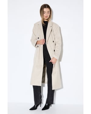 Wool Look Structured Shoulder Coat