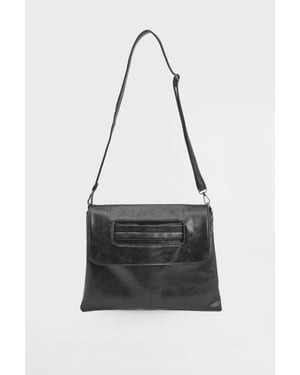 Black Oversized Faux Leather Look Clutch Bag with Handle