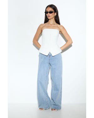 Tailored Bandeau Button Front Bustier Top
