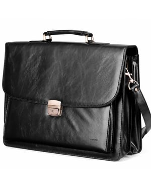 Men’s 14-Inch Laptop Executive Briefcase, Business Shoulder Bag in Black