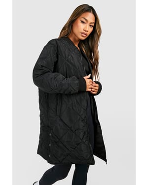 Longline Quilted Bomber Jacket