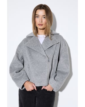 Oversized Brushed Biker Jacket