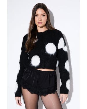Brushed Giant Polka Dot Knitted Cardigan