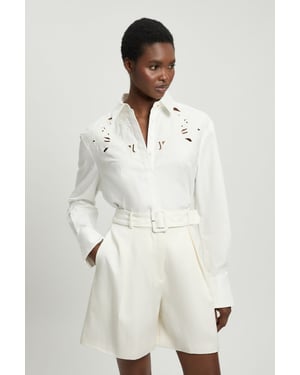 Cotton Poplin Cutwork Shirt