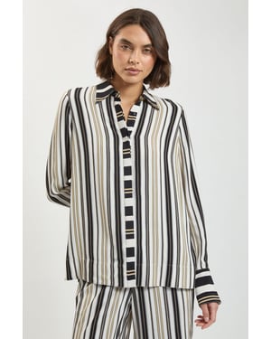 Petite Contrast Stripe Viscose Co Ord Shirt