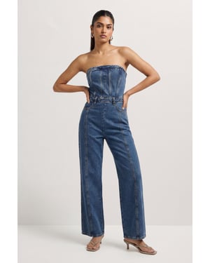 Bandeau Denim Wide Leg Jumpsuit
