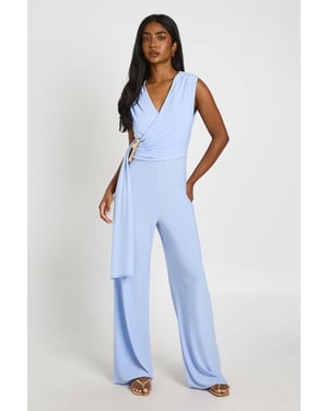 Soft Touch Drape Front Wide Leg Jumpsuit