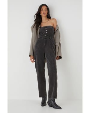 Bandeau Button Up Denim Jumpsuit