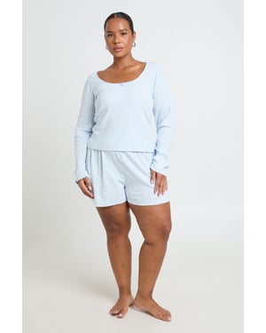 Plus Pointelle Scoop Neck Long Sleeve Pyjama Top