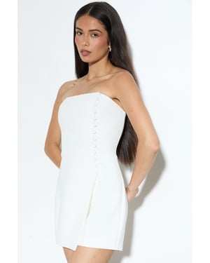 Tailored Bandeau Asymmetric Button Front Playsuit