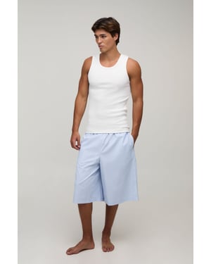 Ribbed Muscle Fit Vest & Contast Waistband Jort Lounge Set