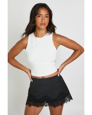 Petite Lace Trim Crepe Skort