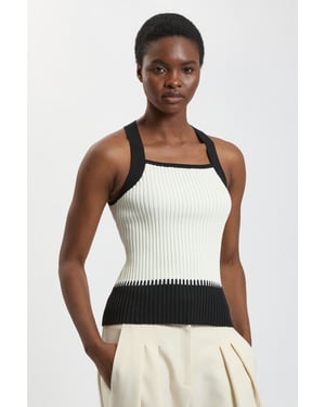 Block Colour Racked Rib Knitted Sleeveless Top