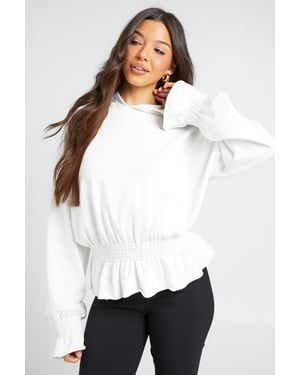 Loopback Peplum Hem And Cuff Hoodie