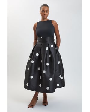 Plus Size Spot Woven Twill Prom Skirt