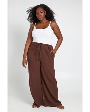 Plus Elasticated Tie Front Wide Leg Beach Trouser