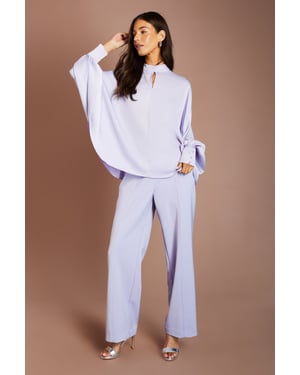 Lilac Stretch Crepe Wide Leg Trouser