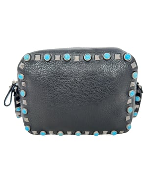 Valentino Rolling Rockstud Camera Bag in Black Leather