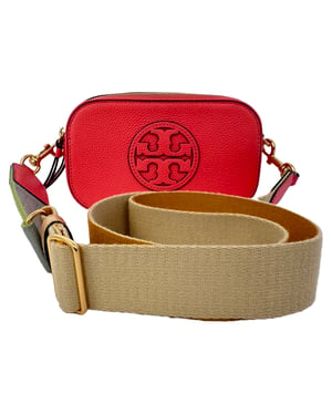 Tory Burch Mini Miller Axelremsväska i rött läder