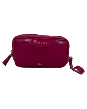 Anya Hindmarch Zipped Camera Pouch Bag in Pink Nylon