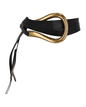 Bottega Veneta Horseshoe Buckle Double Strap Belt in Black Leather