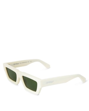 Accessories Off White Manchester 53 Rectangle Full Rim Sunglasses in White - Green