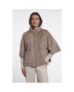 Rino & Pelle Faux fur cape taupe