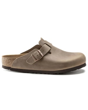 Birkenstock Boston vetleer bruin smal voetbed unisex slipper