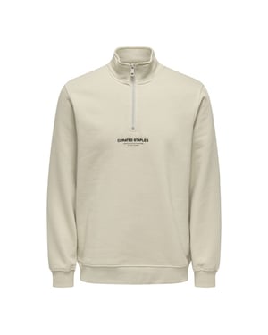 Only & Sons Onscurated reg half zip sweat beige