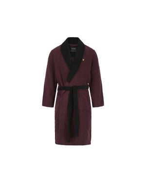 Men's Lyle And Scott Shawl Neck Long Sleeve Robe in Winetasting/Blk