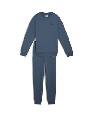 Boys Puma Kids Elevated Relaxed Crew Fleece Tracksuit in Dark Indigo
