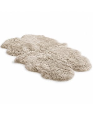 Äkta fårskinnskräm Quad Naturlig fluffig Silky Mjuk Äkta Ullmatta