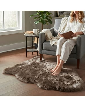Äkta taupe fårskinn Naturlig, silkeslen, mjuk, fluffig riktig ullmatta
