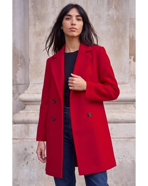 Petite Double Breasted Revere Collar Coat