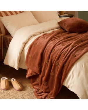 Furn Autumn Trail Embroidered Throw, Rust