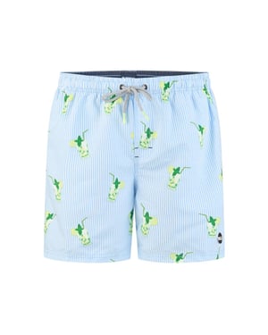Happy Shorts Heren zwemshort mojito print/lichtblauw gestreept