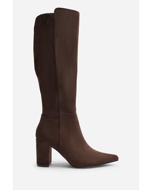 Wheres That From Womens Georgina Stretch Suede Knee High Pointed Boots
