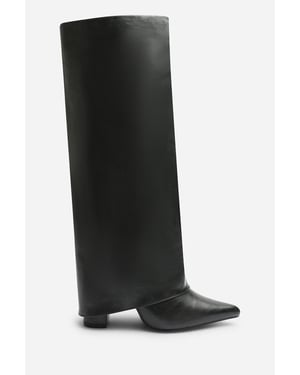Wheres That From Womens Makenzie Fold Down Knee High Heeled Shark Boots
