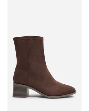 Wheres That From Womens Fioren Square Low Block Heel Stretch Ankle Sock Boot