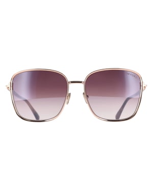 Tom Ford Square Womens Shiny Rose Gold Rose Smoke Gradient FT1029 Fern