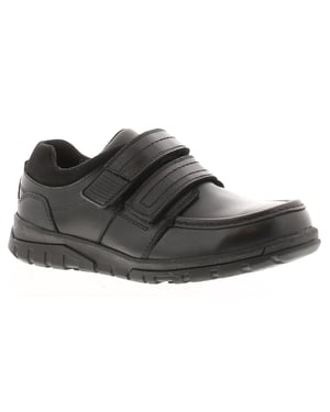 Hush Puppies Boys Shoes School Toronto Leather Touch Fastening black