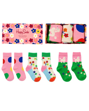 Happy Socks 3-Pack Multicolour Flower Gift Set