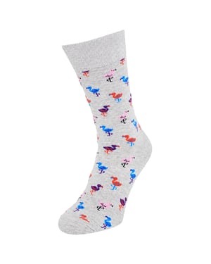 Happy Socks 1-Pack Grey Flamingo